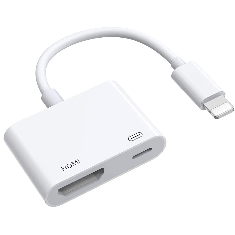 Apple Lightning to Digital AV Adapter,1080P Lightning to HDMI Video & Audio Sync Screen HDMI Connector Support iPhone 12/11/XR/Xs/X/8/7 Plus,iPad to TV Projector Monitor Support All iOS,Plug and Play