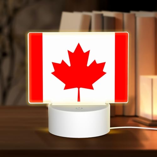 Phayah Bandiera Canadese Modello 3D Led Lampada Luce Cavo USB Regolabile 3 Modalità Base Show Stand per Sala di Natale Ristorante Bar Negozio