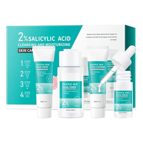 Kit Facial De Ácido Salicílico Para Acné Y Piel Grasa, Tónico Hidratante Y Suero Antimperfecciones, Reduce Granos, Minimiza Poros, Atenúa Marcas De Espinillas, Controla El Exceso De Sebo