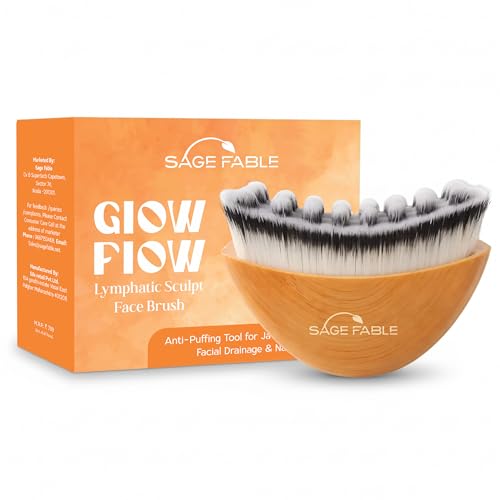 Image of GlowFlow Lymphatic Sculpt Face Brush - Anti-Puffing Tool for Jawline Contouring,Facial Drainage & Natural Face Lift. Travel friendly transparent case included.