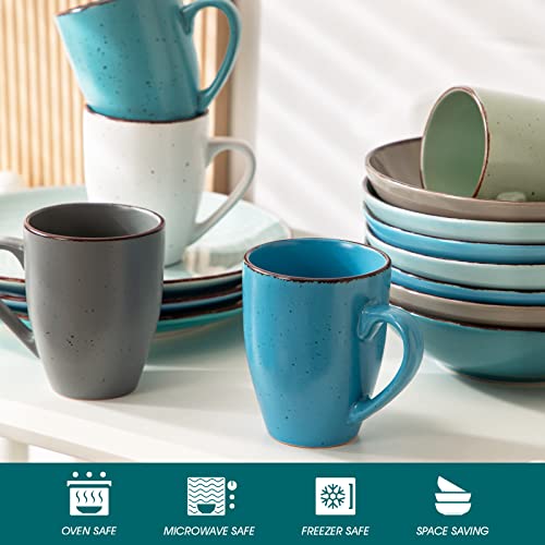 Vancasso Moda 12 Oz Coffee Mugs Set Of 6, Ceramic Coffee Cups For Cappuccino, Latte, Tea, Microwave & Dishwasher Safe, Assorted Color #TOP3