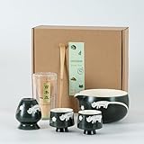 Picture of Unique Cat Matcha Tea Set, Matcha Bowl with Spout, 2 Cups, Bamboo Whisk, Chasen Holder & Scoop, 6 Pcs Matcha Set for Tea Ceremony & Unique Gift for Matcha Lover