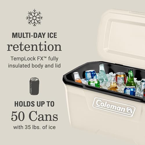 Image of Coleman Classic Series Insulated Portable Cooler, Leak-Resistant Outdoor Hard Cooler Keeps Ice up to 5 Days, 52 /70 /120 /150 Quart