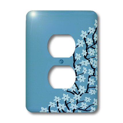 Funda para enchufe de dos posiciones 3dRose lsp_25360_6 con patrón de flores azules 3