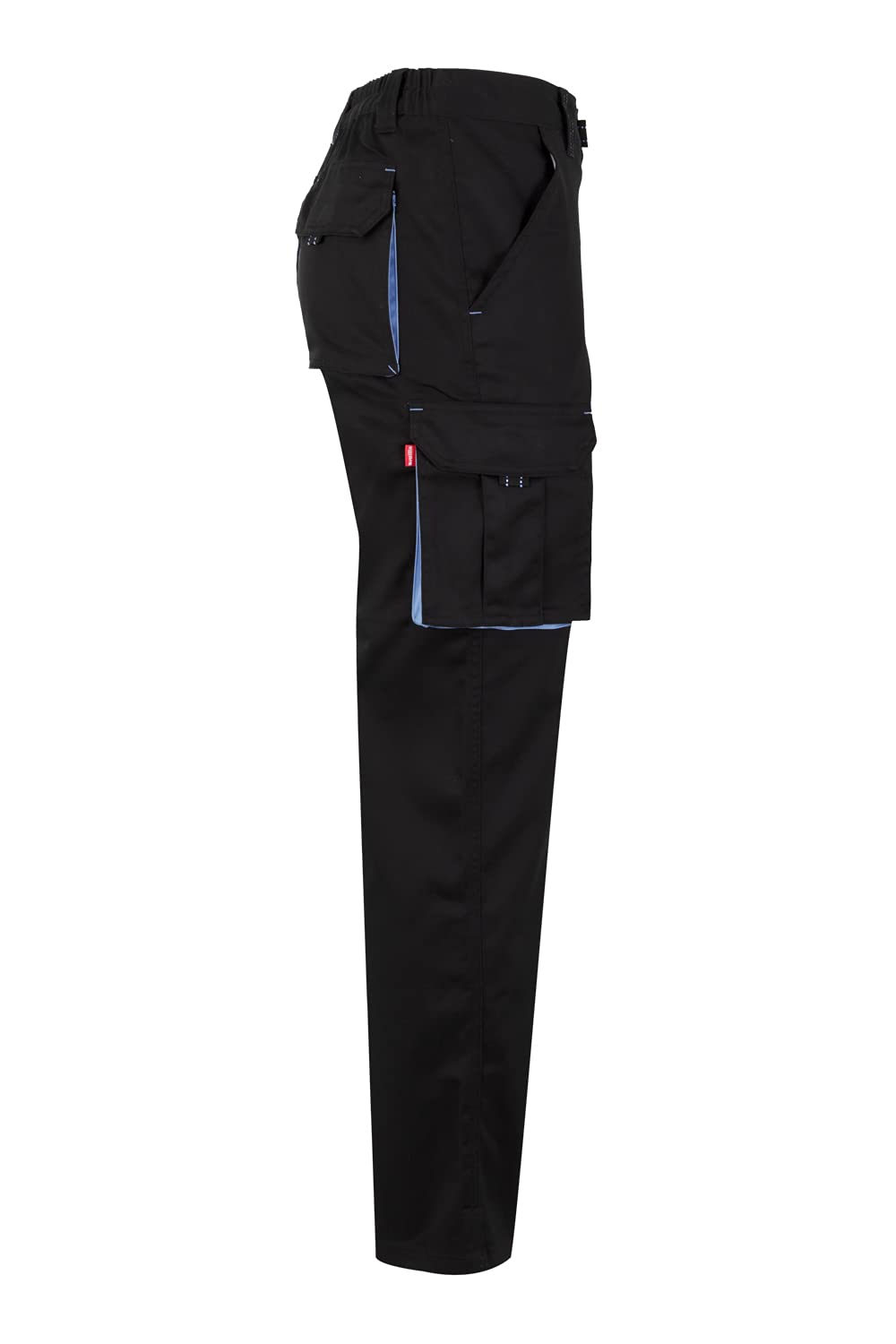 Velilla 103024S; Stretch-Hose mit mehreren Taschen; Farbe Schwarz und Himmelblau; Größe 36