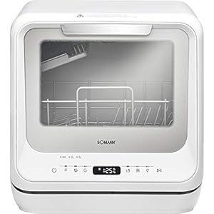 Bomann TSG 7402 Mini-vaatwasser, met en zonder wateraansluiting te gebruiken, ruimte voor 2 couvertss, 5 programma’s…
