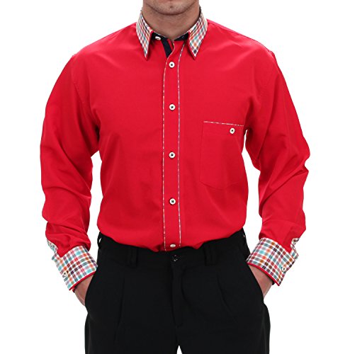 Chemise rouge HK Mandel homme coupe droite manches longues confort