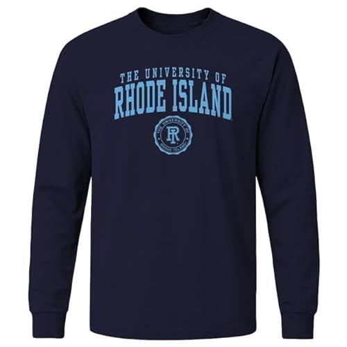 Barnesmith University of Rhode Island Rams Long Sleeve Adult Unisex T-Shirt, Heritage, Navy, X-Large