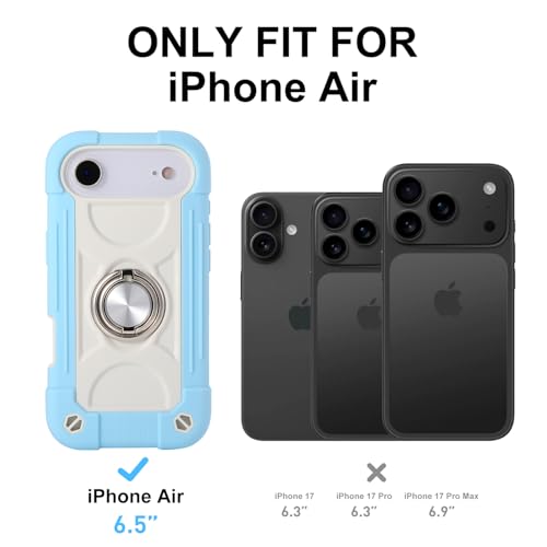 Image of MARKILL Compatible with iPhone with Built-in 360Rotating Ring Stand, Military Grade Drop Protection Full Body Rugged Heavy Duty Case Durable Cover (Ice Blue, iPhone Air)