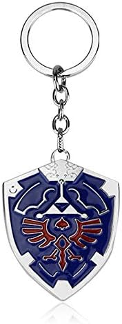 DeltaHalo | Link Shield Keychain Legend of Zelda Keyring |"Thin-Tin" Super Light Weight Metal Keychain (Blue), Small