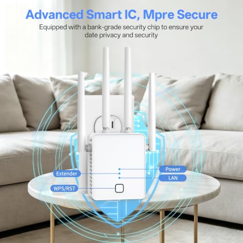 Image of WiFi Extender, 2026 WiFi Booster 1200M (5.0 /2.4GHz) 16323 sq.ft Long Range and 115+ Devices, WiFi Extender Signal Booster with Ethernet Port (Matte White)