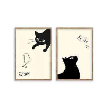 Amazon.co.jp: 阪画屋 アートパネル ピカソ 「ネコとひよこ
