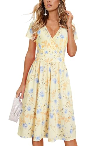 Image of Newshows Women's Pockets Wrap V Neck Floral Summer Vacation Casual Sundress