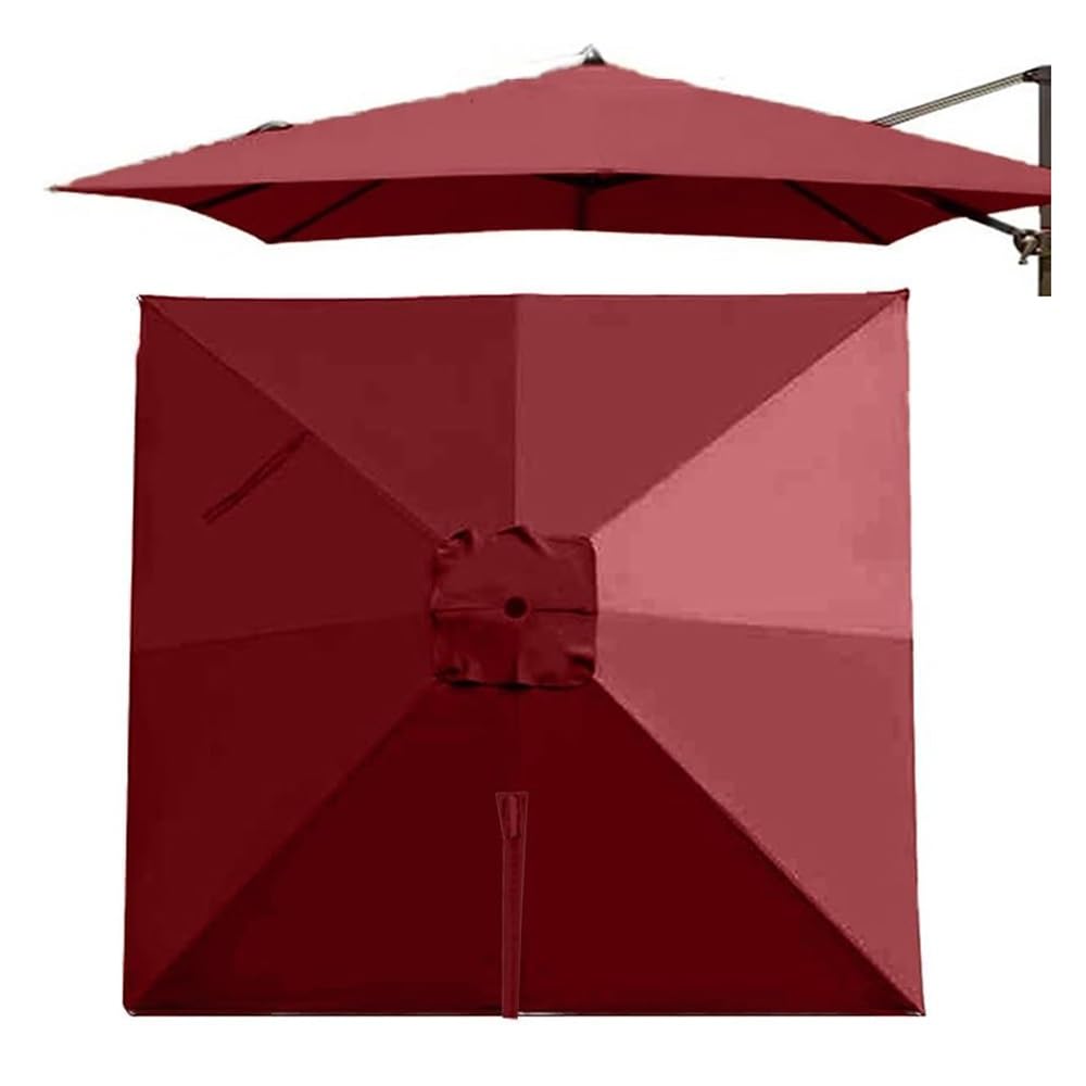 2.5×2.5m 3×3 Copertura di Ricambio per Ombrellone Decentrato Telo di Ricambio per Ombrellone Quadrato Telo per Ombrellone 8 Stecche Anti-UV/Impermeabile(Burgundy,250x250cm(8'x8'))