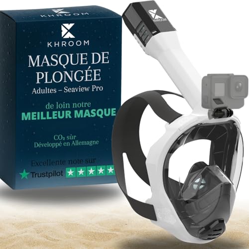 Khroom Masque de Plongée Intégral Seaview Pro | Notre Meilleur Masque de Snorkeling pour Adultes | sans Risque de CO2 | Vision Cristalline, Respiration...