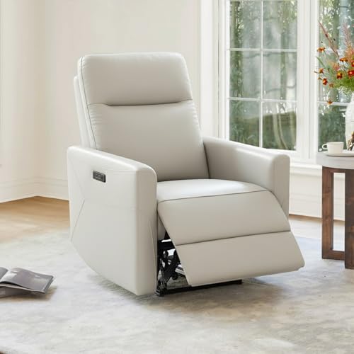CHITA Leather Power Recliner with Charging Ports