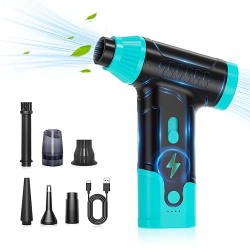 Compressed Air Duster Keyboard Cleaner - Electric Air Blower Cleaning Kit 150,000 RPM Mini Blower Spray to Dust Off Car, PC, Keyboard, Vacuum (Green)