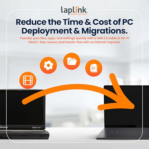 Image of Laplink PCmover - Easy Migration of your Applications, Files and Settings from an Old PC to a New PC - Data Transfer Software with Optional Super Speed USB 3.0 Cable - Business Standard, 10 Licenses