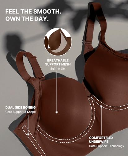 Image of SHAPELLX Back Smoothing Push Up Underwire Bra, Molded Cup Support Bra