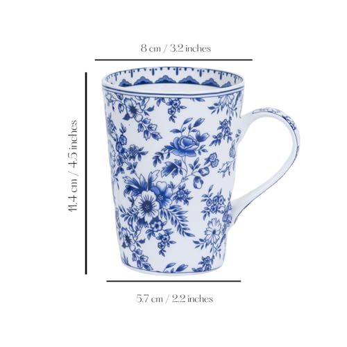 Image of GOLDEN QUEEN'S Mugs Set of 2 for Coffee, Tea, Milk - Ideal for Your Daily Beverage Ritual, Hosting & Casual Gatherings - Indigo Garden