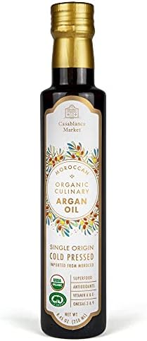 Casablanca Market Organic Argan Oil- Edible Argan Oil for Cooking - 100% Culinary Argan Oil Vegetable Organic Oils Cooking Oil- Imported Vegetable Oil Cooking Oils - Moroccan Cooking (8.45oz)