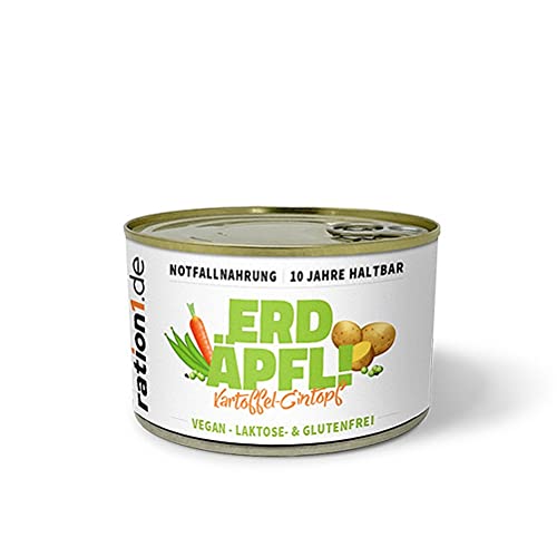 ration1 Kartoffel-Eintopf 1x 400g, lange haltbare Fertiggerichte, vegan glutenfrei & laktosefrei, Notfallnahrung 10 Jahre haltbar, Langzeit Lebensmittel, Outdoor Nahrung, Festival, Camping Essen – Bild 5