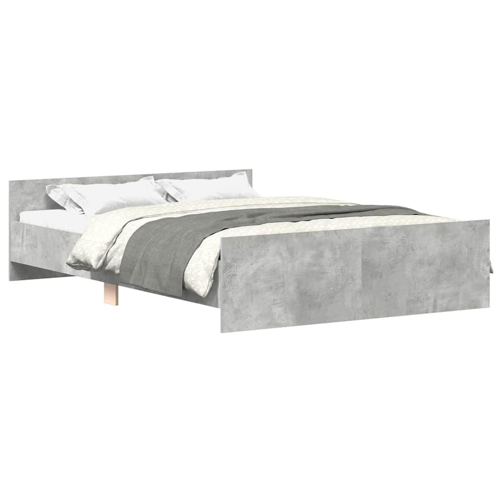 vidaXL Bed Frame with Headboard and Footboard, Bed Base for Double, Mattress Foundation for Bedroom, Bedstead, Modern Style, Concrete Grey 140x200 cm