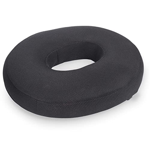 Image of ZAXTY Donut Ring Pillow Coccyx Cushion For Piles Haemorrhoid Coccyx Sciatica Tailbone Back Pain Fistula Prostate Post Natal Pain Relief Chair & Car Seat Comfort Cushion Home /Office |Black|Universal