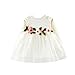 Produktbild Kobay Niedlich Kleinkind Baby Mädchen Floral Tutu Lange Ärmel Prinzessin Kleid (8 / 1Jahr, Blanc)