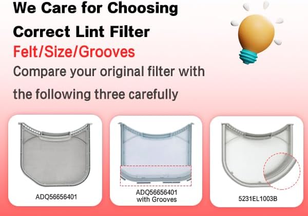 ADQ56656401 Dryer Lint Filter Upgraded Stainless Steel Mesh Screen for LG ADQ566564 and Ken-more Elite Dryer Lint Screen Replacement with Clothes Dryer Lint Vent Trap Cleaner Brush Part #PS3531962