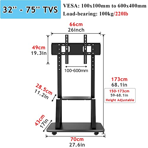 Soporte móvil de piso para TV 32-75 pulg ajustable miniatura 5