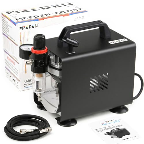MEEDEN Airbrush Compressor Kit - 1/5 HP Powerful & Quiet Air Compressor for Model Painting with...