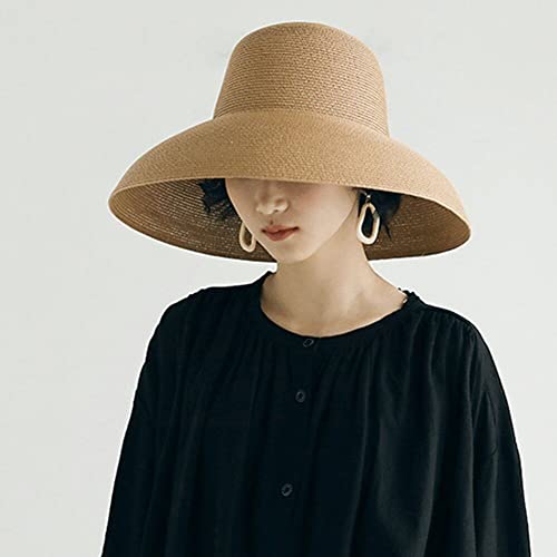 Wudaizhi Femmes Faites À La Main Chapeau De Soleil D'été Grand Avant Plage Japonais De Style Hepburn De Style Henne – vue 6