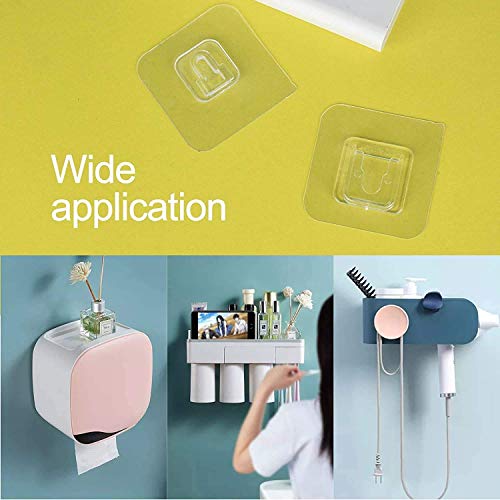 JIALTO 10 Pcs Double-Sided Adhesive Wall Hooks,10kg(Max) Heavy Duty Bathroom Towel Kitchen Sticky Hooks, Multi-Purpose Transparent Adhesive Hooks, Waterproof and Oil-Proof