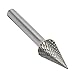 YUFUTOL SM-5 Tungsten Carbide Burr Pointed Cone Shape Double Cut Rotary Burrs File(1/2''Cutter Dia ， 1''Cutter Length) with 1/4'' (6.35mm) Shank Dia