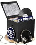 Tydi Vinyl Record Storage Box with Zip Closure – Holds Up to 90 12 Inch Vinyl Records – Collapsible Crate, LP Storage Boxes, Records Box – Home Storage Use Vinyl Storage Box