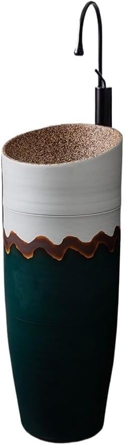 Pedestal Sinks Ceramic Basin Art Integrated Floor-Standing Small Wash Bathroom Balcony Sink (A)