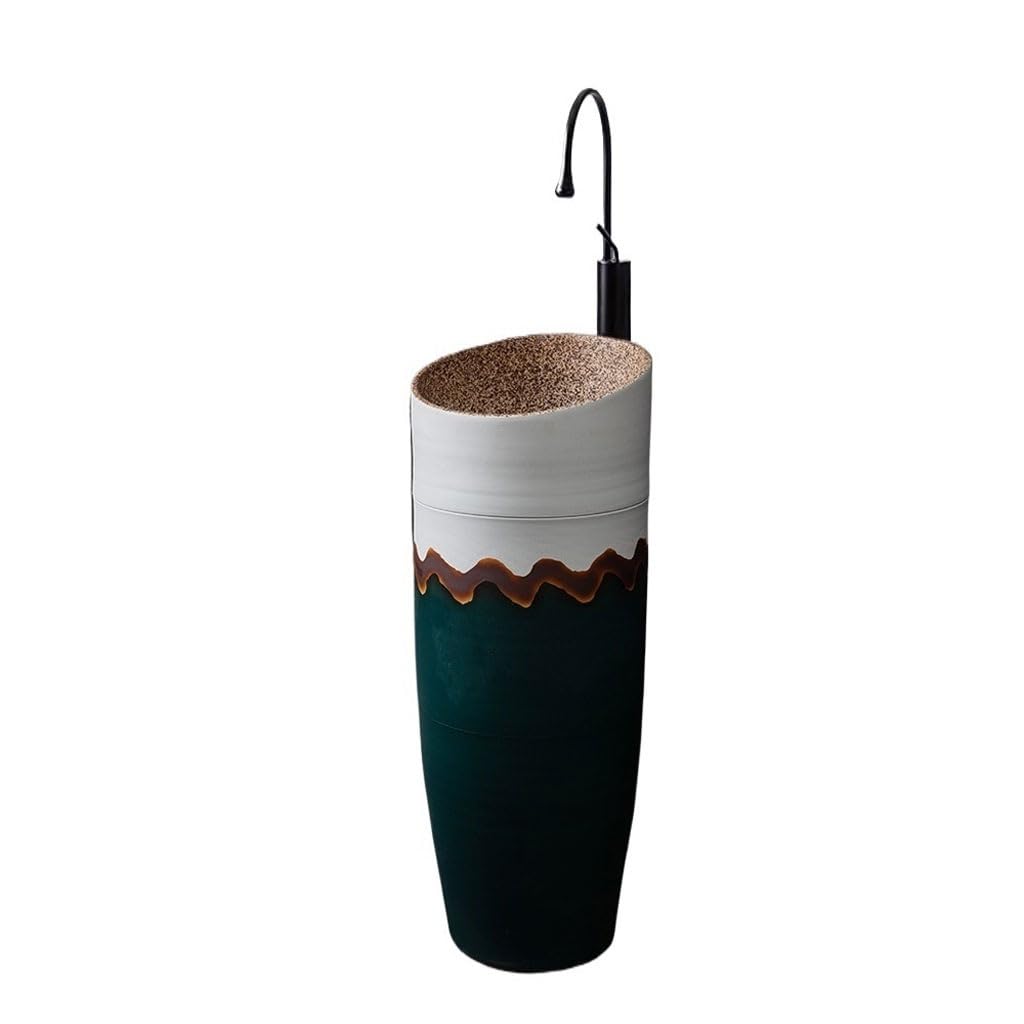 AYCDL Pedestal Sink Ceramic Pedestal Basin Art Basin Integrated Floor-Standing Small Wash Basin Bathroom Balcony Wash Basin Bathroom Pedestal Sink