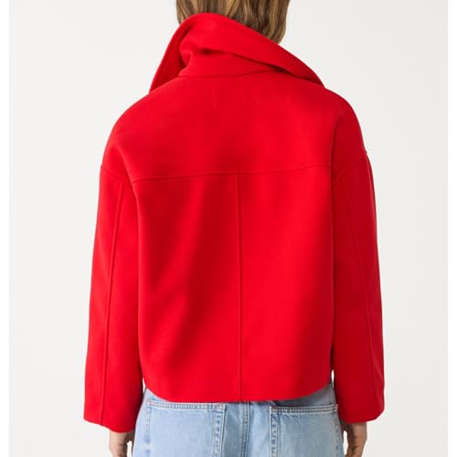 Cropped Trench Coat Women Double Breast Wool Jacket Long Sleeve Notched Lapel Neck Overcoat Cardigan Coat with Pocket2