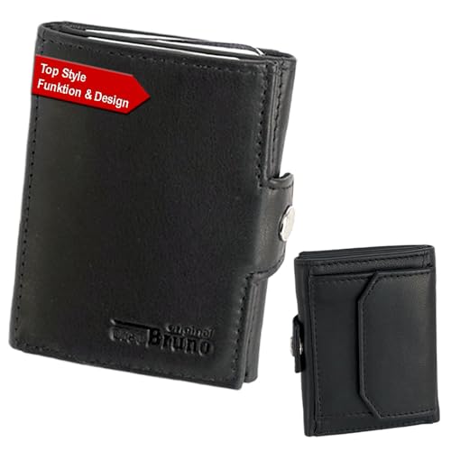 Minigeldbörse Leder Herren schwarz RFID Schutz, kleine Herren Mini Geldbörse, Geldbeutel Kartenetui schwarz Portemonnaie klein, Portmonee Männer, Slim Wallet mit Münzfach