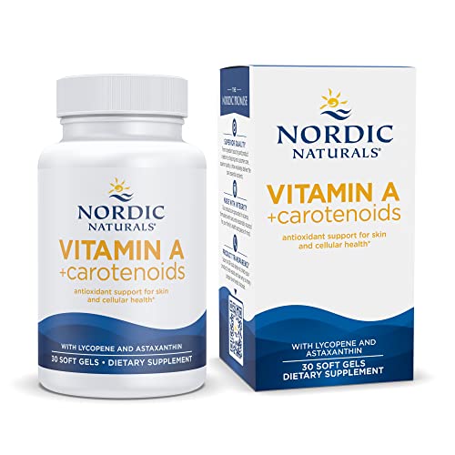 Nordic Naturals Vitamin A + Carotenoids, Unflavored - 30 Soft Gels - Lycopene & Astaxanthin - Supports Skin, Cellular Health - Non-GMO - 30 Servings