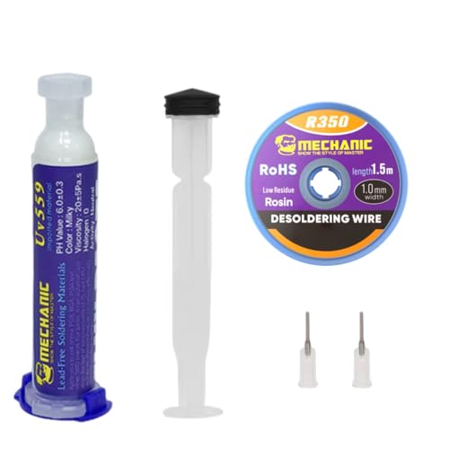 Pbahaup 2 Pieza Trenza De Soldadura Y Pasta Fundente Sin Limpieza, Flux Para Soldar Estaño, Kit De Desoldadura Para Reparación De Componentes Electrónicos, Placas De Circuito Impreso