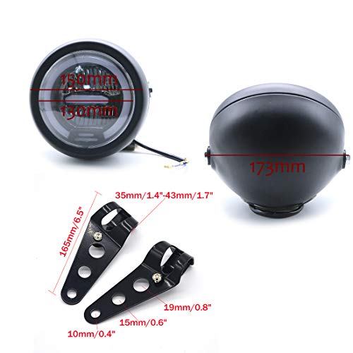 Phare de Moto LED, Distance de Phare Universel de 6,5 pouces avec Support pour Moto Cafe Racer - Lumière Blanche - Image 4