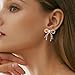 BXDA Dainty Rhinestone Pearl Bow Stud Earrings for Women, Statement Fashion 14K Gold Cubic Zirconia Earing Bridal Wedding Prom Gewelry Gift