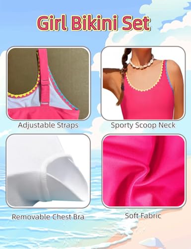 Image of Teen Girls Swimsuits Two Piece Girls Bathing Suit Bikini Sets with Chest Pad Size 9-16 Years