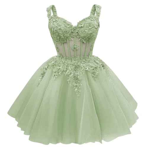 Robe homecoming fleur tulle 3D épaule dénudée pour bal de promo