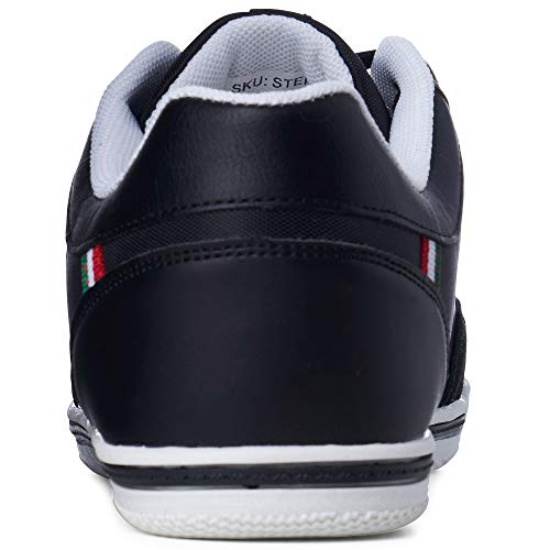 Image of Alpine Swiss Men's Retro Sneakers | Euro Vintage Inspired Low Top Shoes with Suede Trim | Stefan Fashion Sneakers | Streetwear Casual Tennis Shoes