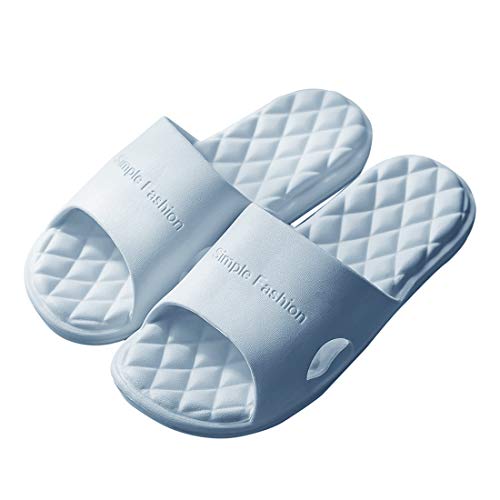 Lifemaison Unisexe Claquettes Femme Sandales Chaussons Homme été Antidérapante Sandales de Bain Pantoufles à Semelles épaisses Maison Pantoufles Piscine Salle de Bain Sliper(Bleu,39/40 EU) Cover