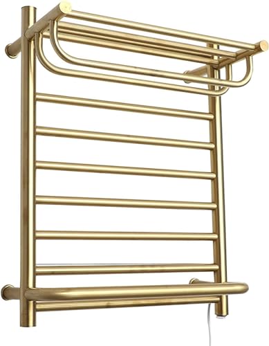 Sèche-serviettes électrique doré en acier inoxydable 304 pour salle de bain luxe