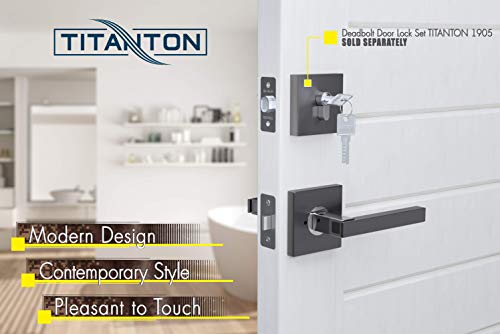 Titanton 1711 - Modern Door Handle Door Lever Set In Satin Gunmetal - Polished Chrome Finish With Privacy Pin Function #TOP2